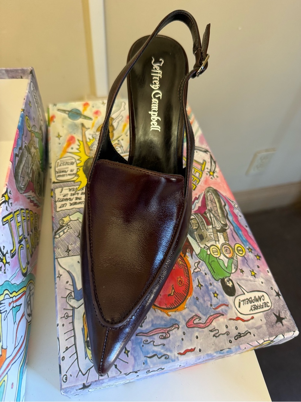 Jeffrey Campbell Pointed Slingback Heels in Deep Burgundy